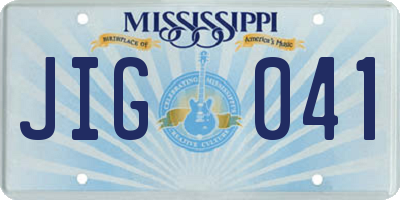 MS license plate JIG041