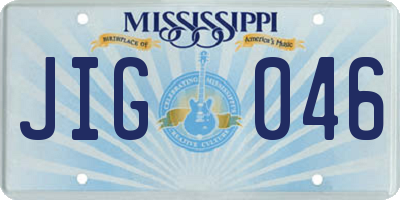 MS license plate JIG046