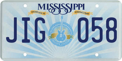 MS license plate JIG058