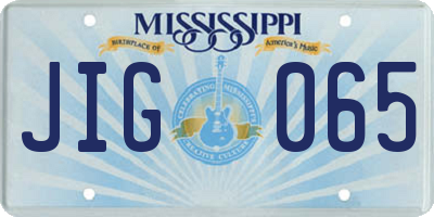 MS license plate JIG065
