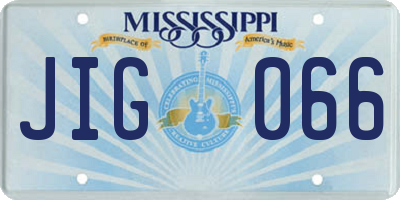 MS license plate JIG066