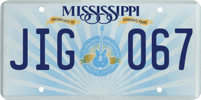 MS license plate JIG067