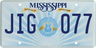 MS license plate JIG077
