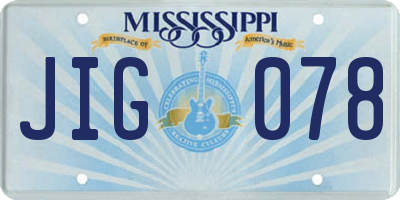 MS license plate JIG078