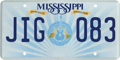 MS license plate JIG083