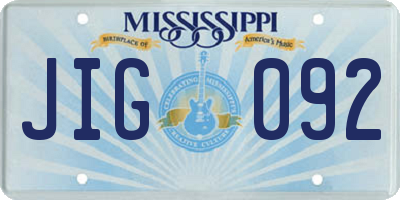 MS license plate JIG092