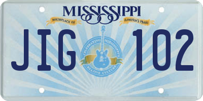 MS license plate JIG102