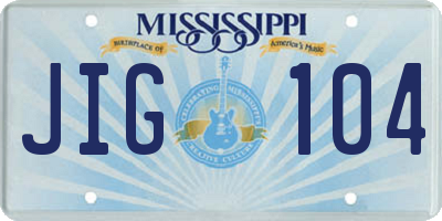 MS license plate JIG104
