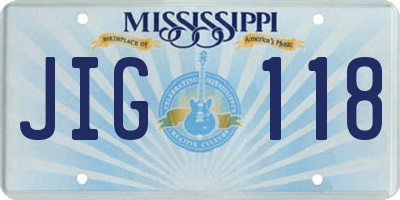 MS license plate JIG118