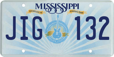 MS license plate JIG132