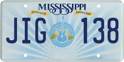 MS license plate JIG138