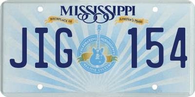 MS license plate JIG154