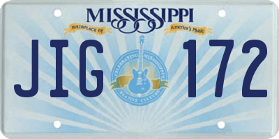 MS license plate JIG172