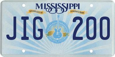 MS license plate JIG200