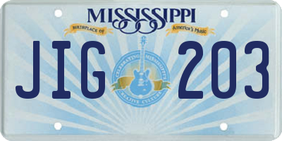 MS license plate JIG203