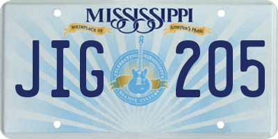 MS license plate JIG205