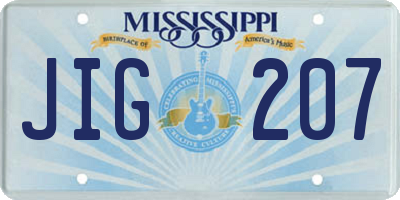 MS license plate JIG207