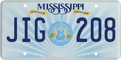 MS license plate JIG208