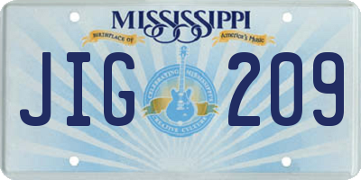 MS license plate JIG209