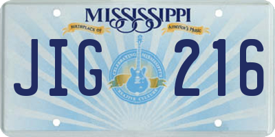 MS license plate JIG216