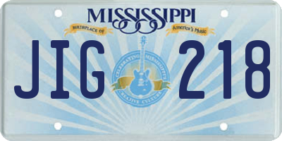 MS license plate JIG218