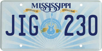 MS license plate JIG230