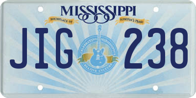 MS license plate JIG238