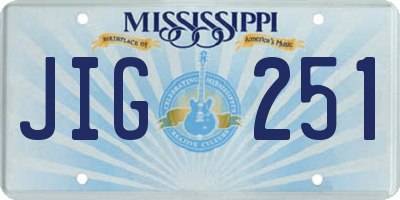 MS license plate JIG251