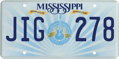 MS license plate JIG278