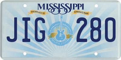 MS license plate JIG280