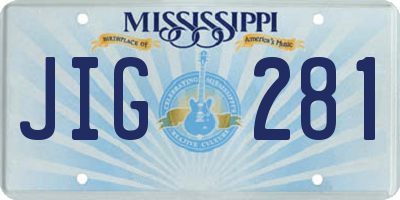 MS license plate JIG281