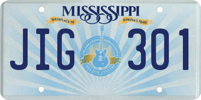 MS license plate JIG301