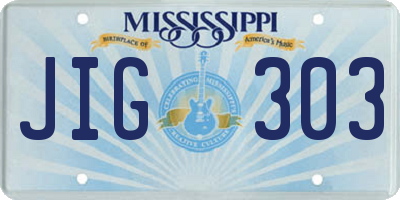 MS license plate JIG303