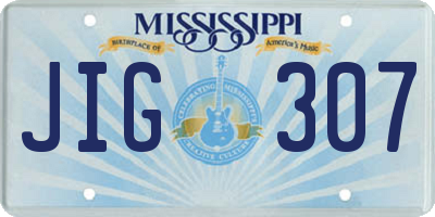 MS license plate JIG307