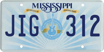 MS license plate JIG312