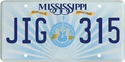 MS license plate JIG315