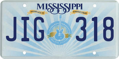 MS license plate JIG318
