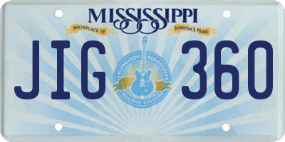 MS license plate JIG360
