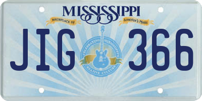 MS license plate JIG366