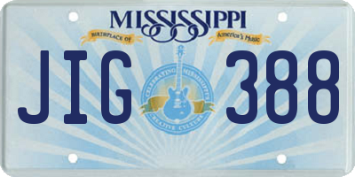 MS license plate JIG388