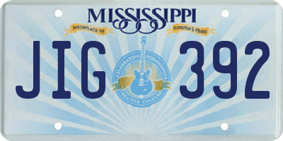 MS license plate JIG392