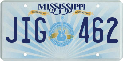 MS license plate JIG462