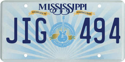MS license plate JIG494