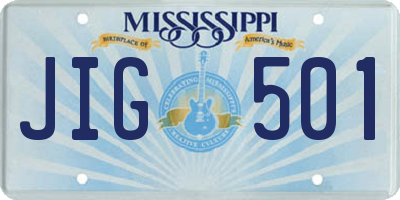 MS license plate JIG501