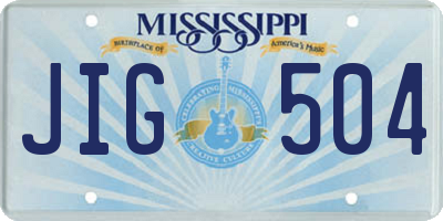 MS license plate JIG504