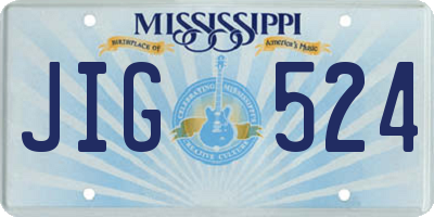 MS license plate JIG524
