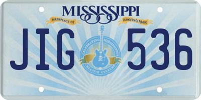 MS license plate JIG536