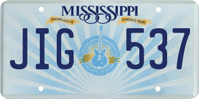 MS license plate JIG537