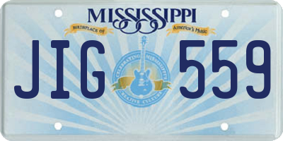 MS license plate JIG559