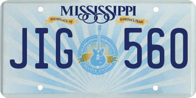 MS license plate JIG560